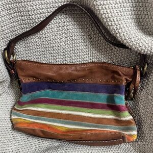 Fossil Colorful Striped Leather Shoulder Bag